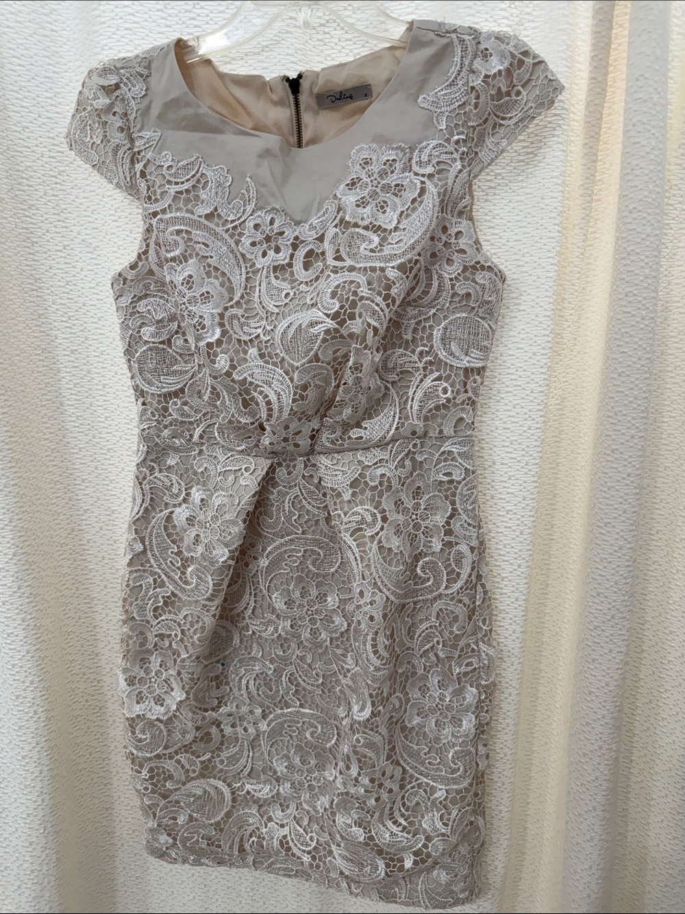 Darling Brand Pale Pink Lace Cap-Sleeve Mini Dress